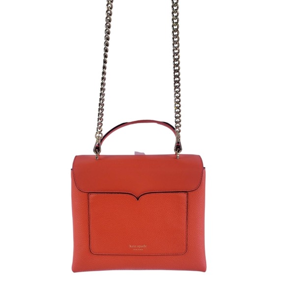 Kate Spade Orange Leather 2-in-1 Satchel or Crossbody Bag Detachable Chain Strap - Picture 10 of 15